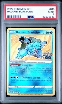 2022 POKEMON GO #018 RADIANT BLASTOISE PSA 9 - Image 1