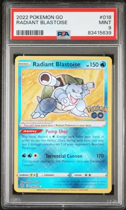 2022 POKEMON GO #018 RADIANT BLASTOISE MINT PSA 9 - Image 1