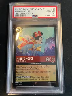 2023 DISNEY LORCANA MINNIE MOUSE- WIDE-EYED DIVER PSA 10 ENGLISH PROMO P1 - Image 1