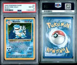 2000 POKEMON GAME BASE II #2 BLASTOISE-HOLO BASE II PSA 8 NM MT - Image 3