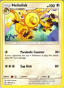 Heliolisk 180/236 Rare Cosmic Eclipse Pokemon NM - Image 1