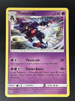 Toxicroak 55/147 Rare SM - Burning Shadows Pokemon TCG - Image 1