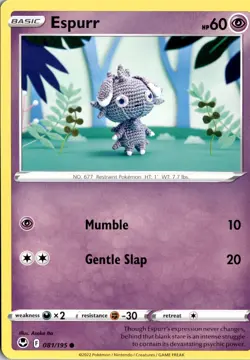 Espurr 081/195 SWSH12: Silver Tempest Pokemon Card TCG - Image 1