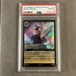2024 DISNEY LORCANA EN D23 MICKEY MOUSE PLAYFUL SORCERER #07 PROMO PSA 10 GEM MT - Image 1