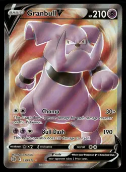 Granbull V (Full Art) Ultra Rare SWSH09: Brilliant Stars 159/172 NM Pokemon TCG - Image 1