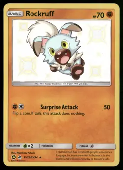 Rockruff Hidden Fates: Shiny Vault Shiny Holo Rare SV23/SV94 Pokemon TCG - Image 1