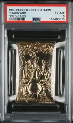 Charizard Pokemon Card Burger King 23K Gold Plated Promo Nintendo WOTC PSA 6 - Image 1