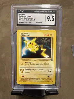 Pikachu 1999 Mewtwo Strikes Back Black Star Promo #4 Pokemon CGC 9.5 MINT+ - Image 1