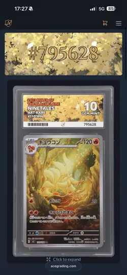 Ace 10 Ninetales 110/108 AR Pokemon Card Japanese SV3 Ruler of the Black Flame - Image 3