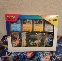 Pokemon TCG Paldea Friends Mini Tin 5-Pack Factory Sealed Costco Exclusive - Image 1