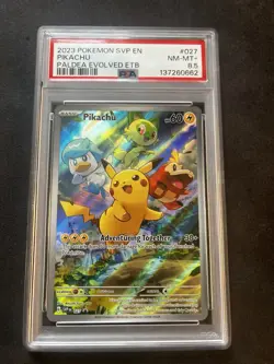 Pokemon TCG Pikachu 027 Promo Holo Black Star Paldea Evolved PSA 8.5 - Image 1