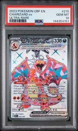 Pokemon TCG Charizard ex 215/197 SV03: Obsidian Flames Holo PSA 10 Gem Mint - Image 1