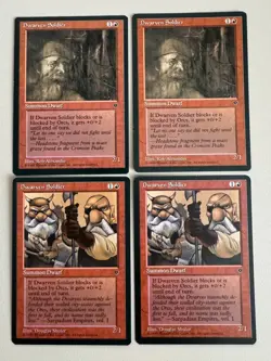 Dwarven Soldier 4er Set V1 2x V3 2x MTG - Fallen Empires - ENGLISCH - ©1994 EX - Image 1