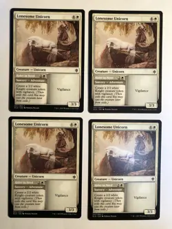 4x Mtg Throne Of Eldraine Lonesome Unicorn NM/M Magic The Gathering - Image 1
