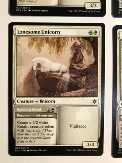 4x Mtg Throne Of Eldraine Lonesome Unicorn NM/M Magic The Gathering - Image 2