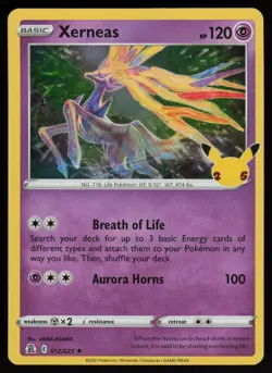 XERNEAS 012/025 RARE CELEBRATIONS POKEMON HOLO LP - Image 1