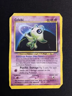 Celebi 3/64 Neo Revelation Holo Pokemon Card DAMAGED CUT CORNERS - Image 1