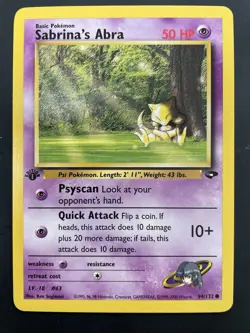 Pokemon Cards: Gym Challenge 1st Edition Common: Sabrina's Abra 94/132 - Image 1
