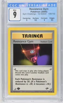 Resistance Gym 109/132 1st Edition Pokemon Gym Challenge CGC 9 Mint - Image 1