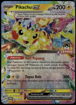 Pikachu ex 227/SV-P Ultra Ball League Indonesia Promo Pokemon Card LP - Image 1