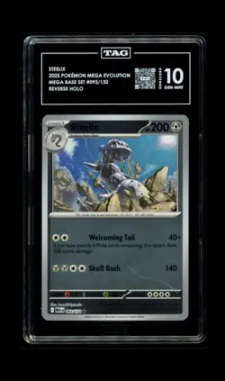 2025 Pokemon Steelix 93/132 Mega Evolution REVERSE HOLO -TAG 10 GEM MINT POP 1! - Image 1