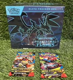 Pokemon TCG Phantasmal Flames Elite Trainer Box (ETB) & 2 Mega Packs Lot SEALED - Image 1