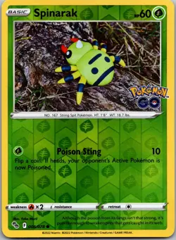 Spinarak 006/078 - Pokemon GO Pokemon TCG NM Reverse Holo - Image 1