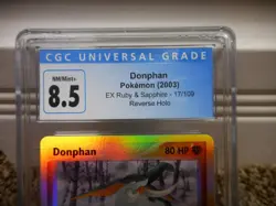 Donpha cgc 8.5 NM MINT+ REVERSE HOLO EX Ruby & Sapphire E-Reader 17/109 psa and - Image 2