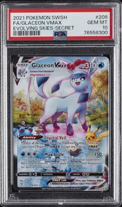 2021 POKEMON SWORD & SHIELD EVOLVING SKIES SECRET FULL ART/GLACEON VMAX PSA 10 - Image 1