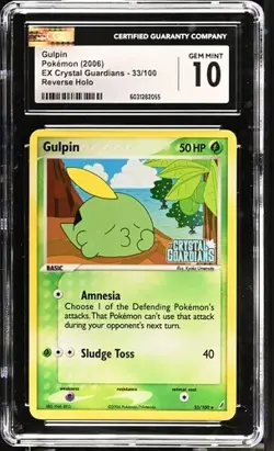 2006 Pokemon EX Crystal Guardians 33 Reverse Holo Gulpin CGC 10 GEM MINT - Image 1