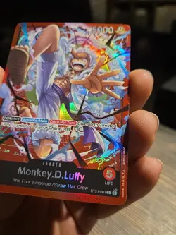 Near Mint One Piece TCG Monkey.D.Luffy ST21-001 Gear 5 Foiled NM Leader Card - Image 5