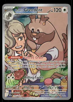 Pokemon Cards Arven's Greedent 205/182 Destined Rivals Illustration Rare NM - Image 1