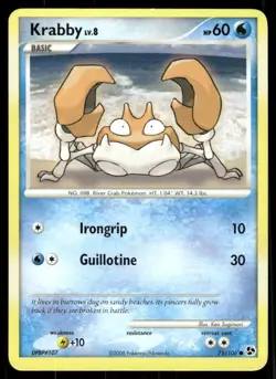 Pokemon Cards Krabby 75/106 Great Encounters Common LP - Image 1