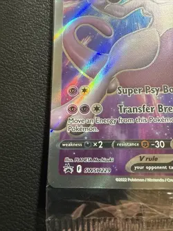 2022 Pokemon TCG Mewtwo V SWSH229 Black Star PROMO Card - Image 2