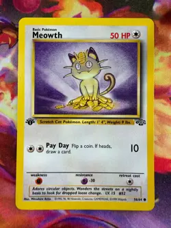 Meowth 56/64 LP 1st Edition Jungle 1999 Pokemon TCG - Image 1