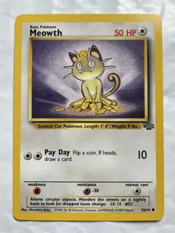 Meowth 56/64 LP Jungle Unlimited WoTC 1999 Pokemon TCG - Image 1