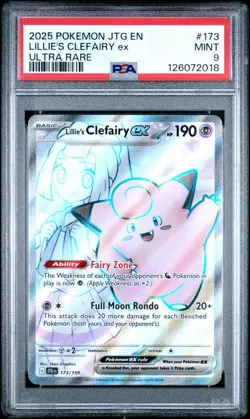 2025 POKEMON JTG EN-JOURNEY TOGETHER ULTRA RARE #173 LILLIE'S CLEFAIRY EX PSA 9 - Image 1