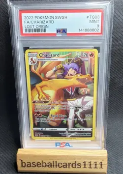 2022 POKEMON SWORD & SHIELD LOST ORIGIN #TG03 FULL ART/CHARIZARD PSA 9 P1 - Image 1