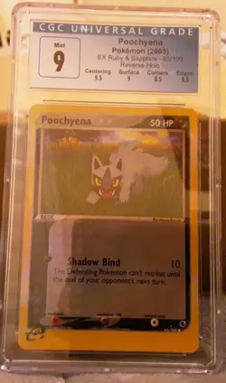 Poochyena CGC 9 MINT SUBS REVERSE HOLO EX Ruby & Sapphire E-Reader 65/109 2003 - Image 1