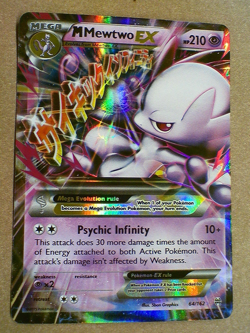 Pokemon M Mega Mewtwo EX Ultra Rare Holo TCG Card 64/162 - Image 1