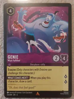 Disney Lorcana Azurite Sea Genie Wish Fulfilled 53/204 EN6 Rare Non-Foil Card - Image 1