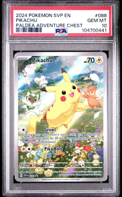 2024 POKEMON SVP EN-SV BLACK STAR PROMO PALDEA ADVENTURE CHEST PIKACHU PSA 10 - Image 1