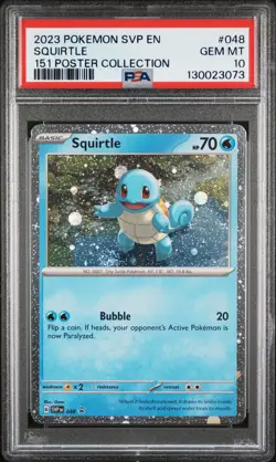 2023 POKEMON SVP EN-SV BLACK STAR PROMO 151 POSTER COLL #048 SQUIRTLE PSA 10 - Image 1