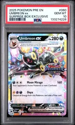 PSA 10 - 2025 Pokemon Prismatic Evolutions Suprise Box UMBREON EX #060 (4228) - Image 1