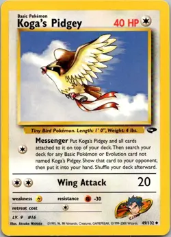 Gym Challenge #049/132 Koga's Pidgey Pokemon Moderately Played - Image 1