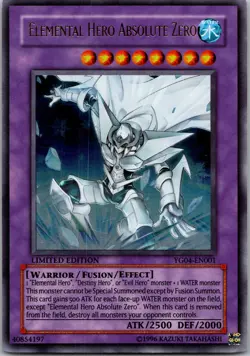Yugioh Elemental Hero Absolute Zero YG04-EN001 Limited Edition Ultra Rare NM - Image 1