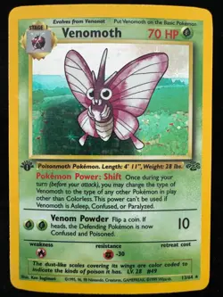 Venomoth Holo 1st Edition Jungle 13/64 Rare Pokemon TCG Vintage WOTC MP - Image 1