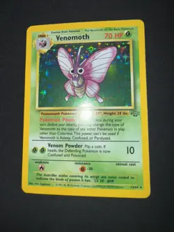 Pokemon TCG Venomoth Jungle Holo Card 13/64 Unlimited Rare, 1999 Edition - Image 1