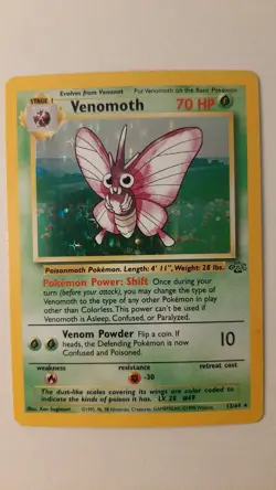 Pokemon TCG Venomoth Jungle Holo Card 13/64 Unlimited Rare, 1999 Edition - Image 1