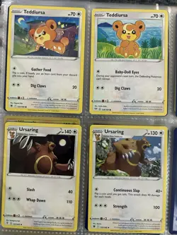 Pokemon TCG Ursaring & Teddiursa Lot Of 4 Cards All Near Mint - Image 1